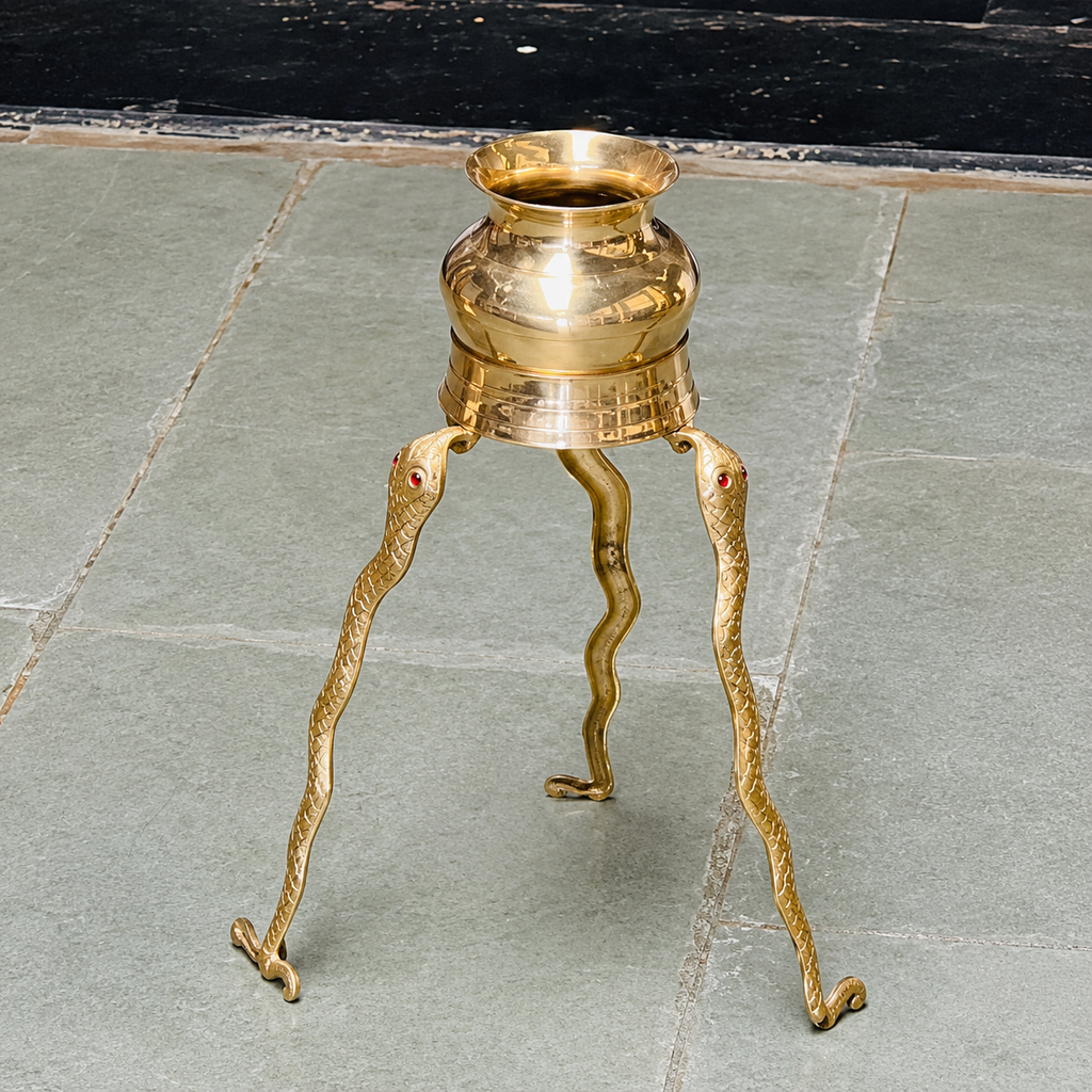 5 Inch Narmadeshwar Shivling Kalash Stand | Premium Brass Jalabhishek Stand | Shivling Puja Accessory