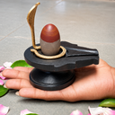 2 Inch Mahamrityunjay Narmadeshwar Shivling with 4 Inch Black Damru Jaladhari & Golden Naag