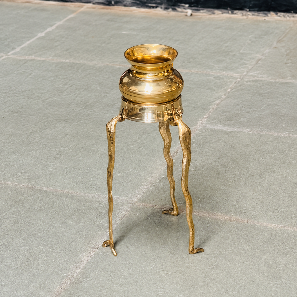 5 Inch Narmadeshwar Shivling Kalash Stand | Premium Brass Jalabhishek Stand | Shivling Puja Accessory