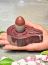 2 Inch Natural Mahamrityunjay Narmadeshwar Shivling with 4 Inch Red & White Plate Jaladhari