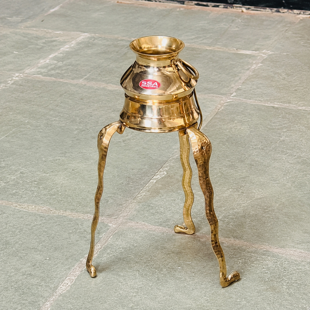 3 Inch Narmadeshwar Shivling Kalash Stand | Premium Brass Jalabhishek Stand | Shivling Puja Accessory