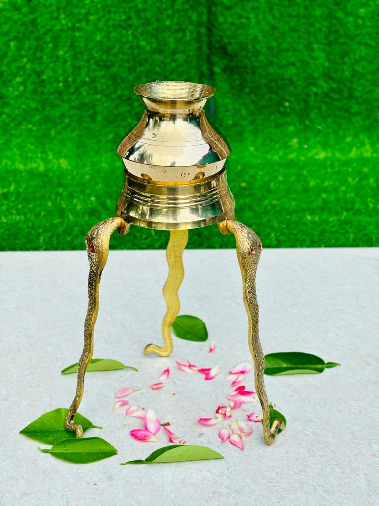2 Inch Narmadeshwar Shivling Kalash Stand | Premium Brass Jalabhishek Stand | Shivling Puja Accessory