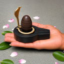 2 Inch Janeudhari Narmadeshwar Shivling with 4 Inch Black Plate Jaladhari & Golden Naag