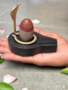 2 Inch Mahamritunjay Narmadeshwar Shivling with 4 Inch Black Plate Jaladhari & Golden Naag
