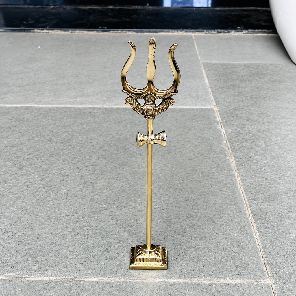 6 Inch Narmadeshwar Shivling Trishul | Home Temple & Puja Accessories