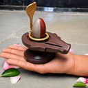 Ardhnareshwar Narmadeshwar Shivling with Naag | 2 Inch Natural Shivling & 4 Inch Brown Narmada Stone Jaladhari for Harmony, Love & Family Happiness
