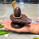 Janeudhari Narmadeshwar Shivling with Naag | 2 Inch Natural Narmada Shivling & 4 Inch Brown Stone Jaladhari