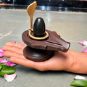 Mahakal Narmadeshwar Shivling with Naag | 2 Inch Natural Narmada Shivling & 4 Inch Brown Stone Jaladhari