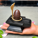 2 Inch Janeudhari Narmadeshwar Shivling with 4 Inch Black Damru Jaladhari & Golden Naag