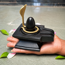 2 Inch Mahakal Narmadeshwar Shivling with 4 Inch Black Square Jaladhari & Golden Naag